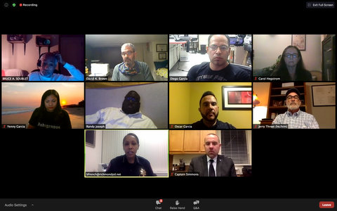 Ten people in a virtual meeting, each seen in a separate box.