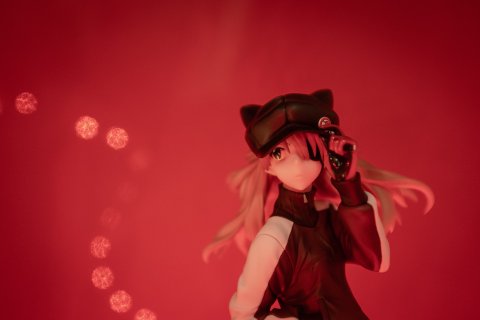 Anime girl on red background