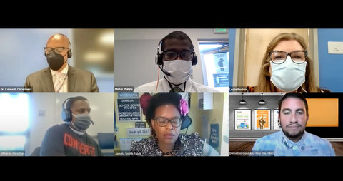 Six people in a virtual meeting