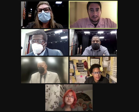 Seven people in virtual meeting