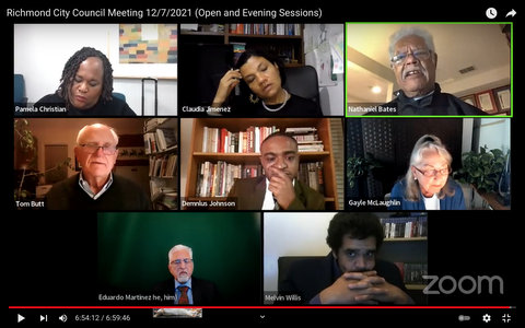 Eight people in virtual meeting