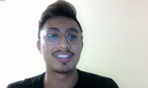 Latino young man wearing glasses