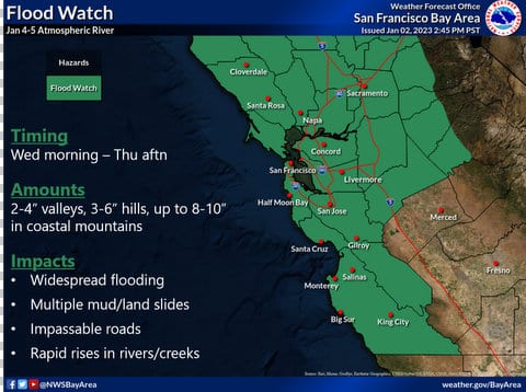 Flood Watch Extended to Entire Bay Area, Warning Includes Threat to Lives