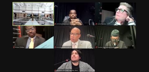 Five people in virtual school board meeting